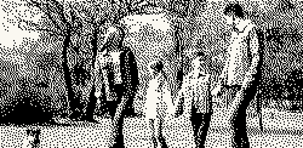 Photo face: a family picture converted to dithered black and white