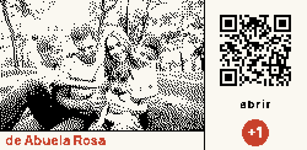 Cara Postal: foto enviada por alguien, punteada, con el nombre del remitente, un QR que abre la tarjeta completa y el contador de no leídas