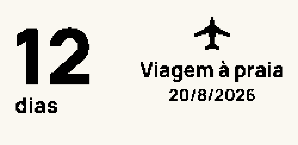 Face Contagem regressiva: 12 dias em corpo grande, ícone de avião, o rótulo e a data da viagem