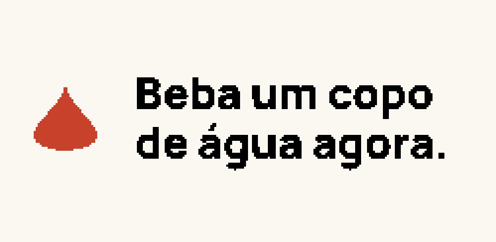 Face Motivação em modo lembrete: uma gota vermelha e a frase Beba um copo de água agora